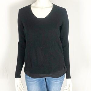 🖤 Alfred Sung Black Sweater with Layered Hem | Size Small 🖤